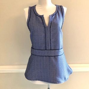 Banana Republic crisp blue and white peplum top